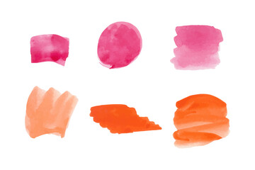 Set of drawn brushes strokes stains watercolor technique