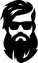 Beard, moustache and eye brows silhouette of male face, textured doodle for barber shop logo, fashion for men icon, hand drawn gentleman grooming vector illustration, fathers day 