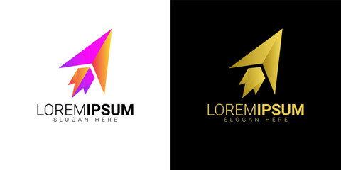 Initial letter A with rocket logo vector design template