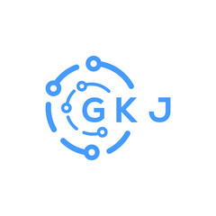 GKJ technology letter logo design on white  background. GKJ creative initials technology letter logo concept. GKJ technology letter design.
