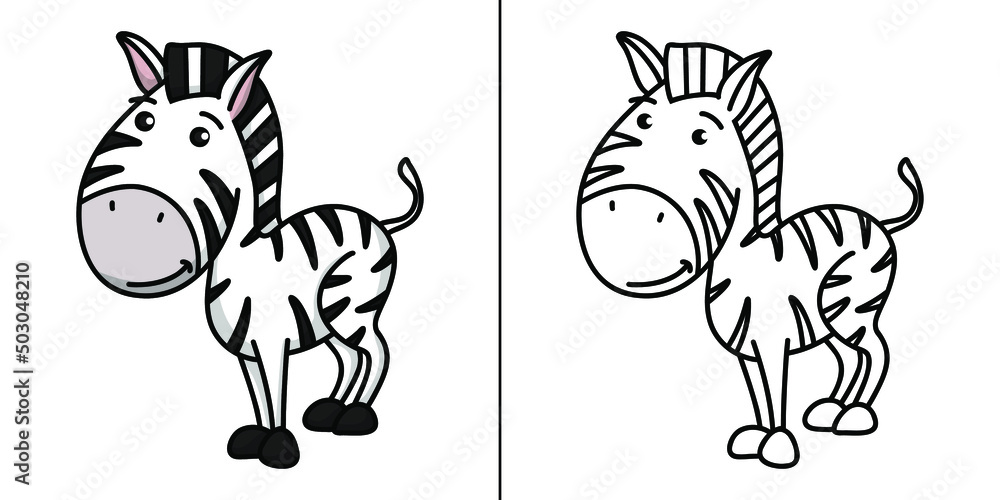 Canvas Prints zebra icon cartoon. safari zoo animal symbol vector kids coloring book