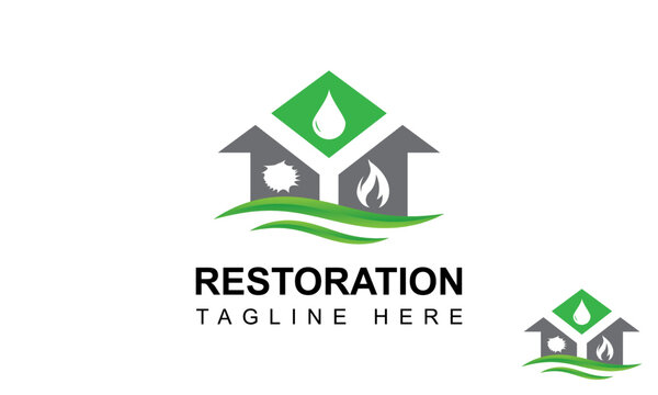 Restoration Logo Design Template With Natural Home.