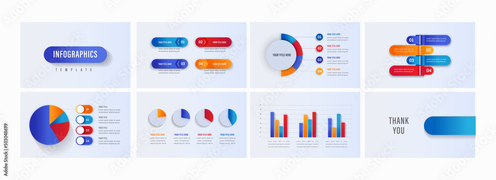 Poster set of presentation infographic template layout with various diagram chart for business concept.
