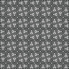 Stylish texture with figures from lines.
Abstract geometric black and white pattern for web page, textures, card, poster, fabric, textile. Monochrome graphic repeating design.