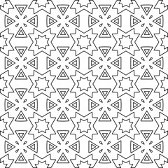 Stylish texture with figures from lines.
Abstract geometric black and white pattern for web page, textures, card, poster, fabric, textile. Monochrome graphic repeating design. 