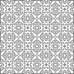 Stylish texture with figures from lines.
Abstract geometric black and white pattern for web page, textures, card, poster, fabric, textile. Monochrome graphic repeating design. 