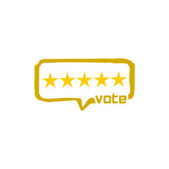 Five stars vote icon isolated on white background