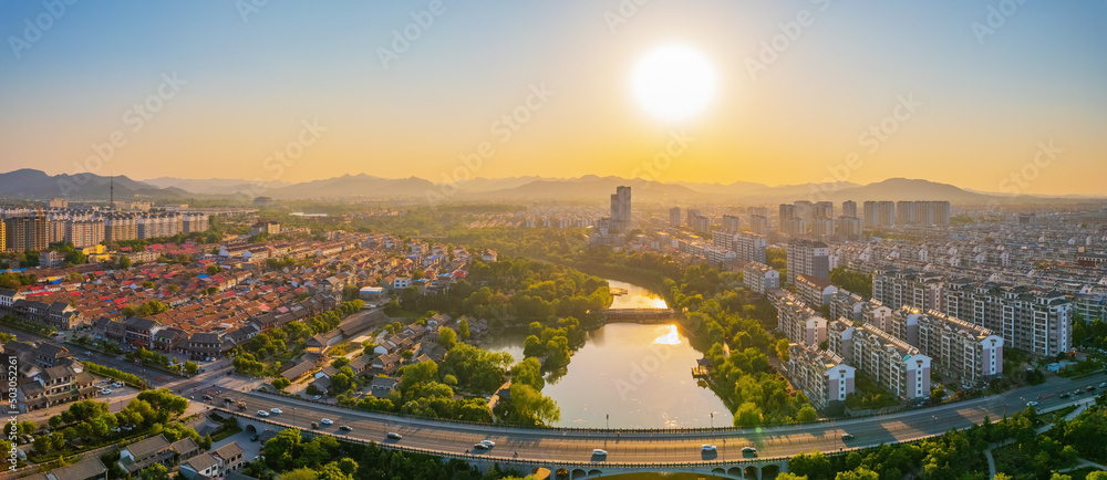 Canvas Prints Bird's eye view of the urban architecture in Qingzhou, Shandong province, China