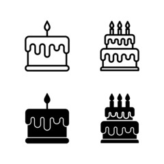 Cake icons vector. Cake sign and symbol. Birthday cake icon