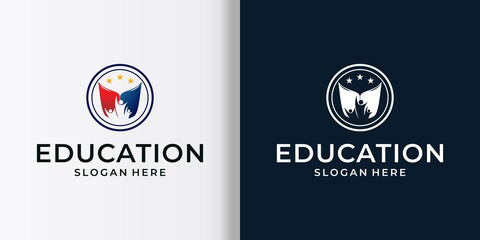 school logo global concept premium vector