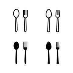 spoon and fork icons vector. spoon, fork and knife icon vector. restaurant sign and symbol