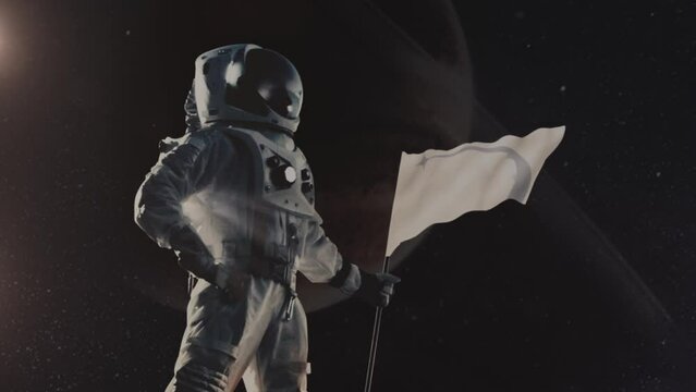 Astronaut Holding Flag