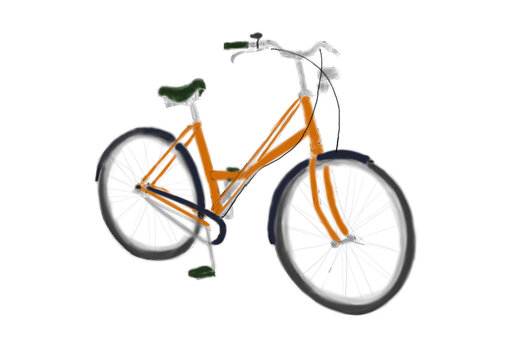 オレンジの軸のレトロな自転車