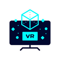 Virtual reality on monitor, icon, Vector, Illustration.