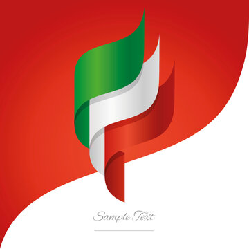 Abstract Italy 3D wavy flag green white red modern ribbon strip logo icon abstract background vector