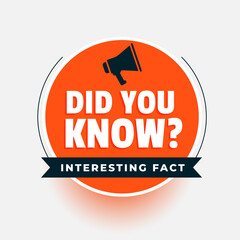 did you know interesting fact banner with megaphone - obrazy, fototapety, plakaty