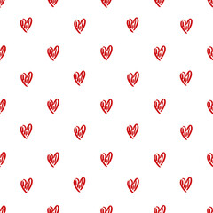 Vector seamless doodle heart pattern, polka dot hand drawn. Cute hand drawn illustration. Perfect for textile print, baby shower, kids bedroom decor, birthday party, packaging design, wrapping paper.