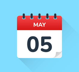 May 05 - May 5 calendar icon. Vector illustration