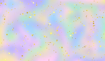 Iridescent holographic background with shining gold glitter