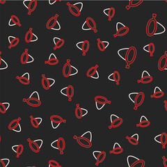 Line Fishing net icon isolated seamless pattern on black background. Fishing tackle. Vector