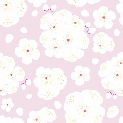 seamless pattern of cherry blossoms in flat style and soft colors