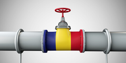 Romania oil and gas fuel pipeline. Oil industry concept. 3D Rendering