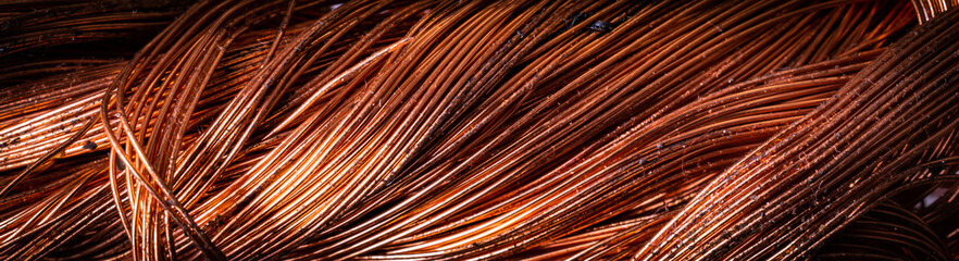 copper wires with visible details. background or texture - obrazy, fototapety, plakaty
