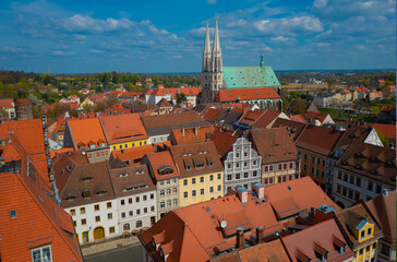 Fototapeta na wymiar 29.04.2022 - Panoramic aerial view of old town. Goerlitz, Germany.