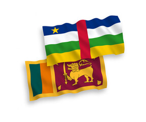 Flags of Central African Republic and Democratic Socialist Republic of Sri Lanka on a white background