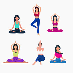 Obraz na płótnie Canvas international yoga day. yoga body posture.. vector illustration design minimal vector 
