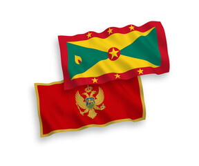 Flags of Montenegro and Grenada on a white background