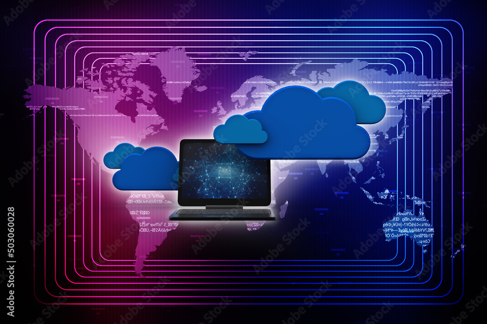 Poster 3d rendering cloud computer network