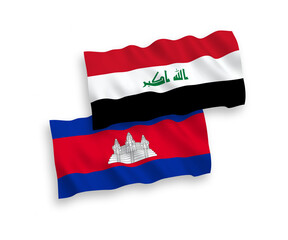 Flags of Kingdom of Cambodia and Iraq on a white background