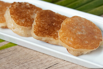 Thai Coconut Pancake  (kanom babin) popular dessert in street food