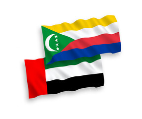 Flags of Union of the Comoros and United Arab Emirates on a white background