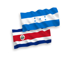 Flags of Republic of Costa Rica and Honduras on a white background