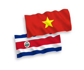Flags of Republic of Costa Rica and Vietnam on a white background