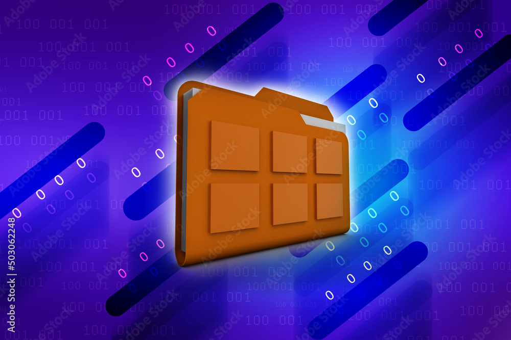 Poster 3d rendering folder with documents