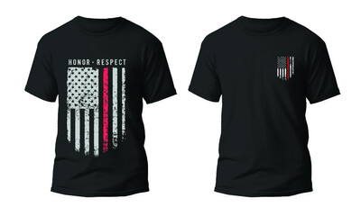 Firefighter T Shirt Design With Flag