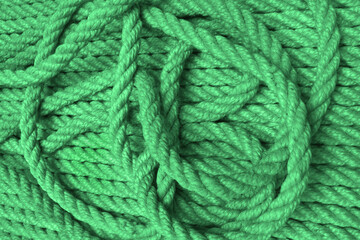 Tangled green hemp rope, Background ...