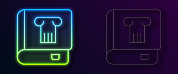 Glowing neon line History book icon isolated on black background. Vector