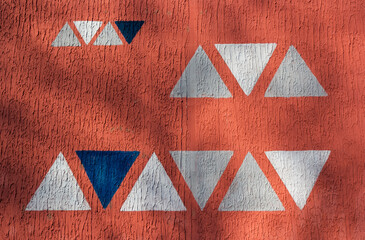 colorful triangles on the wall Modern art, urban concept.