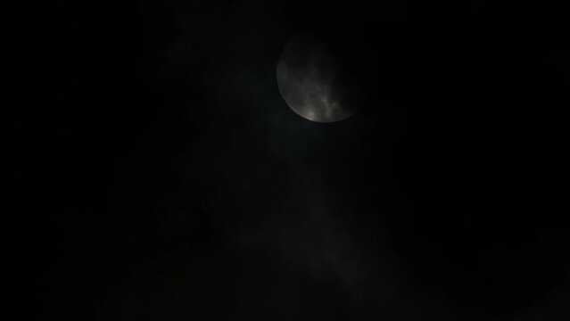 Moon Moving Down with clouds