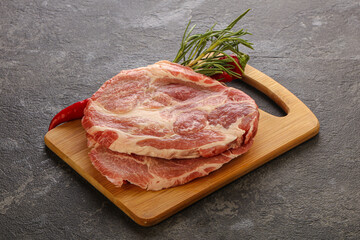 Raw pork meat neck steak