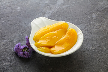 Sweet canned tropical fruit mango