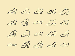 hand drawn womens shoes line art icon