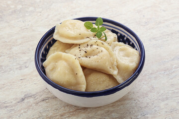 Russian traditional Vareniki - dumplings with potato
