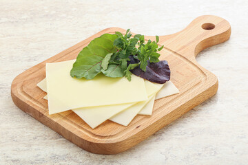 Sliced goat cheese for breakfast