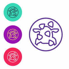 Set line Kung Pao chicken icon isolated on white background. Chinese cuisine icon. Asian food. Set icons colorful. Vector