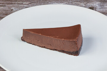 Chocolate cheesecake in the plate